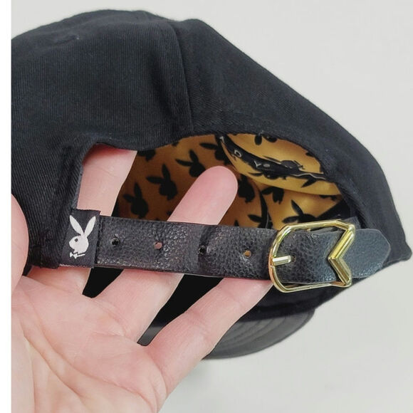 PLAYBOY FAUX LEATHER BILL BLACK ADJUSTABLE HAT - Picture 8 of 14